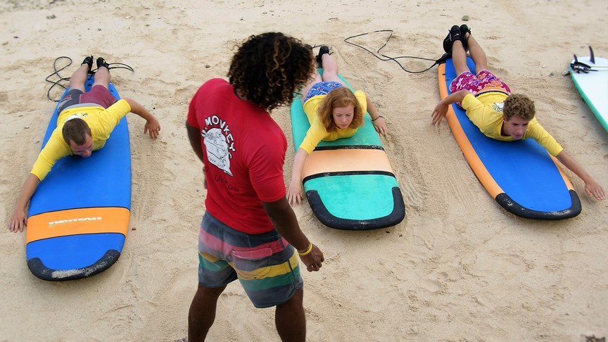 beach exercise surf lesson in lembongan